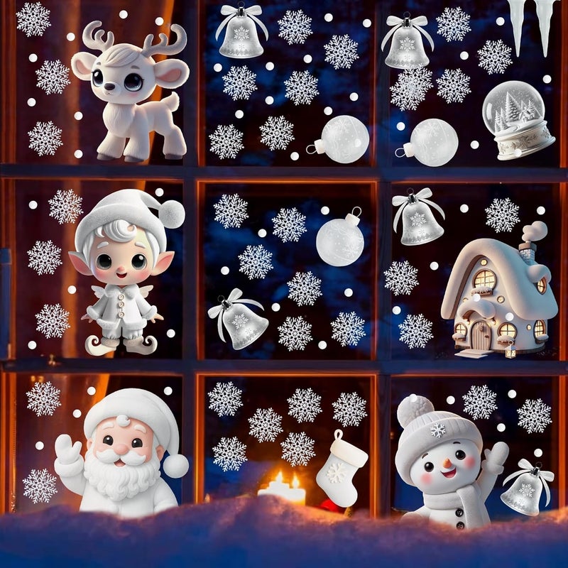 WALPLUS Christmas Window Clings Decorations Double-Sided Reusable Peel and Stick Removable for Glass Living Room Nursery Room Home Office Winter Wonderland 215 Pieces - Image 2